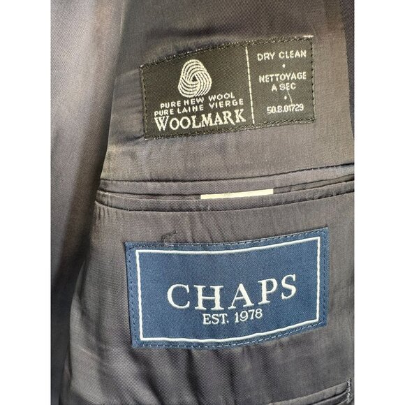 Chaps Mens Wool Blazer Jacket 42L Navy Blue Two Gold Button Old Money - Picture 2 of 13